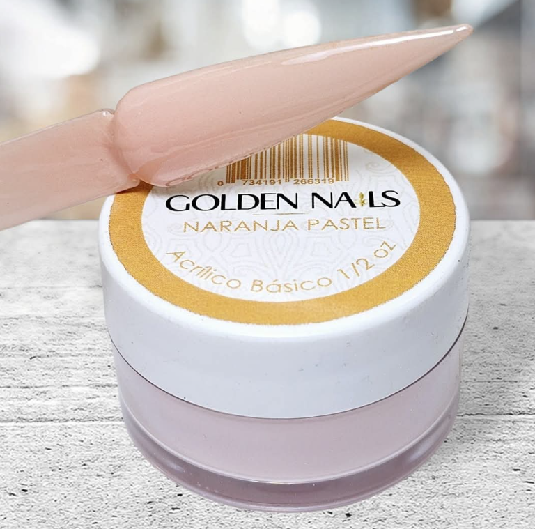 ACRILICO NARANJA PASTEL GOLDEN NAILS